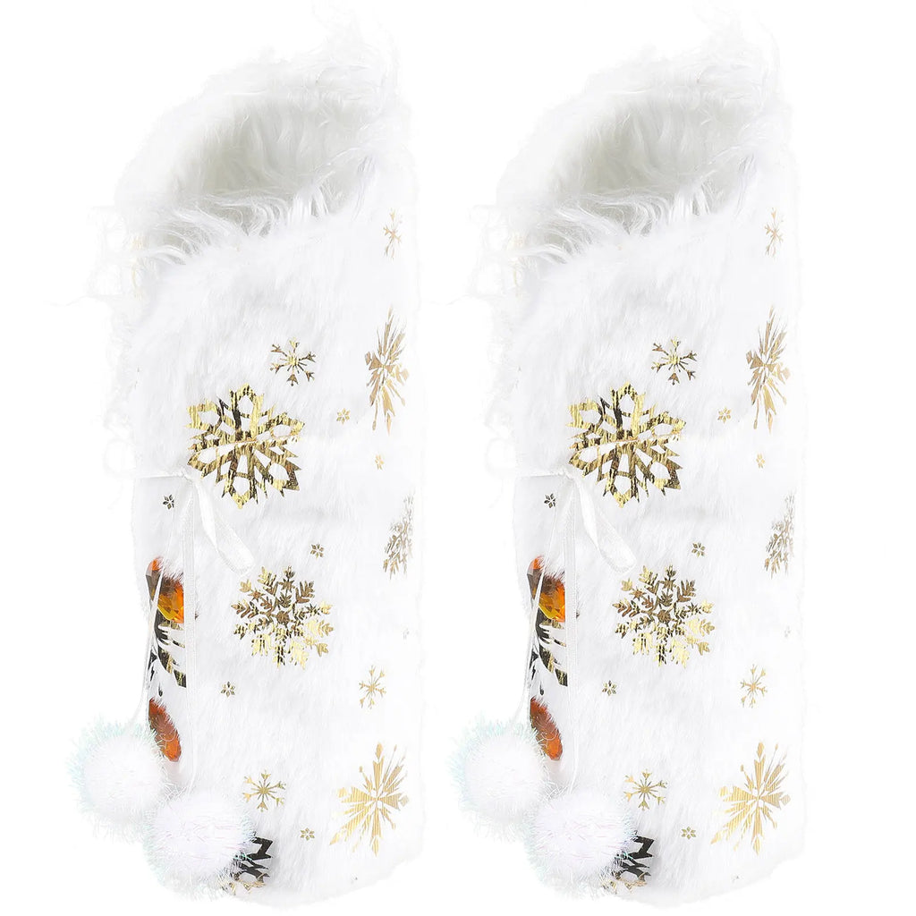 2-Pack Golden Snowflake Wine Bottle Covers – Christmas Sleeves Wine Bottle Cover SWANS