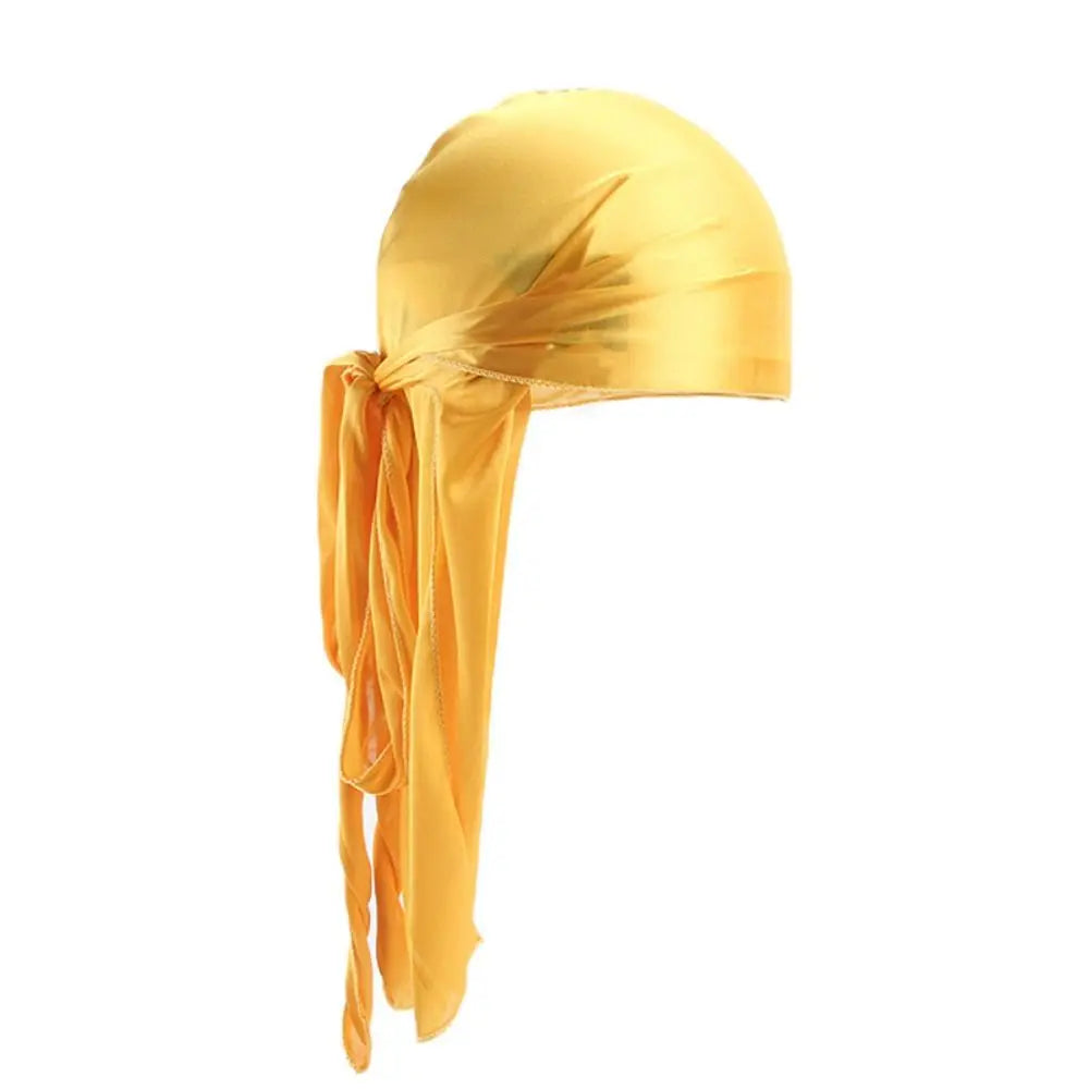 Pre-Tied Silk Durag Bandana Hat – Unisex Adjustable Head Wrap Bandana Head Wrap SWANS yellow