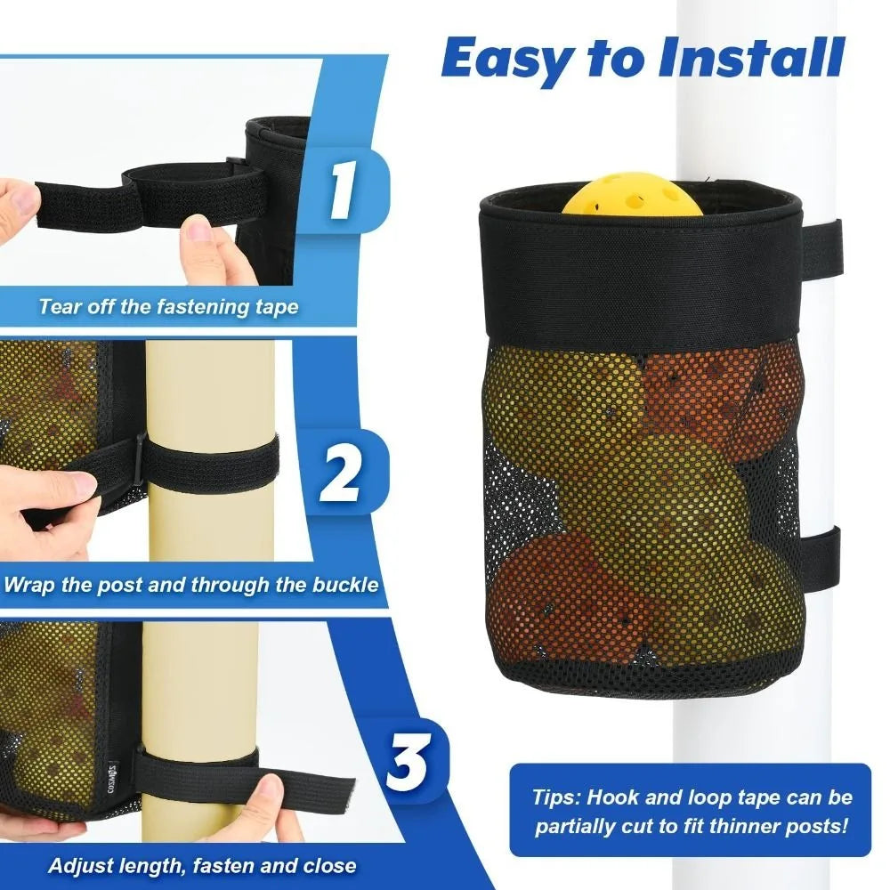 Hanging Pickleball Ball Holder – Nylon Mesh Multi-Sport Bag Ball Storage Bag SWANS