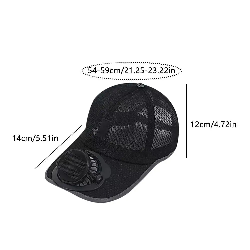 Solar Fan Baseball Cap – Cooling Mesh Sun Hat for Men & Women Solar Fan Cap SWANS
