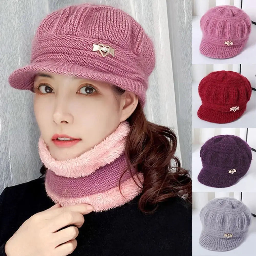 Women's Knitted Peaked Cap – Windproof Double Layer Ear Guard Knitted Peaked Cap SWANS