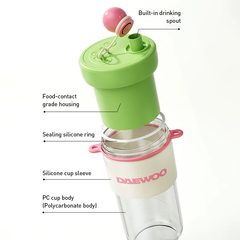 DAEWOO ZB13 Portable Blender 360ml USB-C Rechargeable Smoothie Portable Blender SWANS