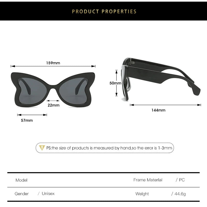 TOYEARN Oversized Butterfly Sunglasses UV400 Big Frame Fashion Sunglasses SWANS
