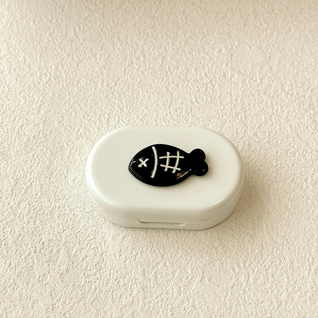 Flip Contact Lens Case with Mirror, Tweezer & Applicator Contact Lens Case SWANS White Black