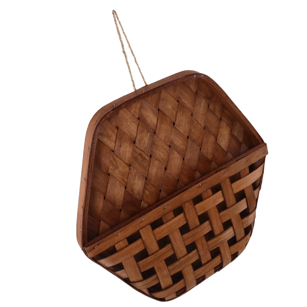 Woven Wood Wall Basket – Rustic Farmhouse Flat Back Flower Holder Decorative Wall Basket SWANS