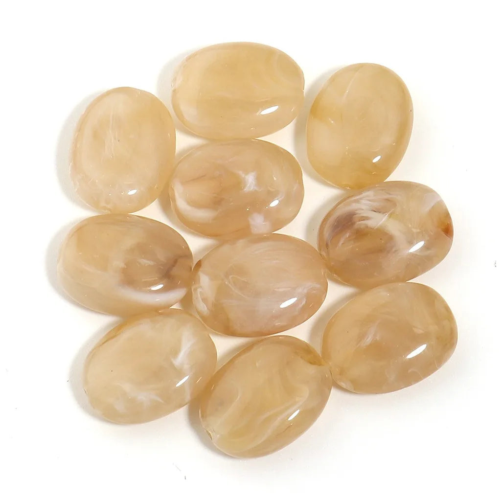 Acrylic Imitation Jade Flat Oval Beads – 20pc DIY Jewelry Pack