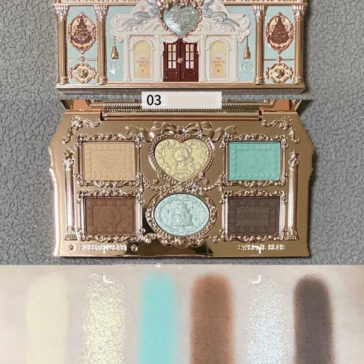 Flower Knows Sweetie Bear 6-Color Matte Pearl Eyeshadow Palette Eyeshadow Palette SWANS 03 Mint chocolate