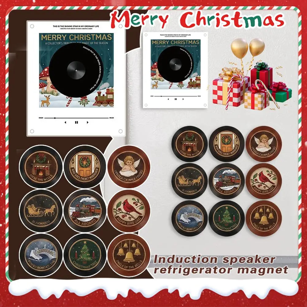Magnetic Rotating Vinyl Music Box Fridge Magnet – Warm Light Decorative Music Box SWANS