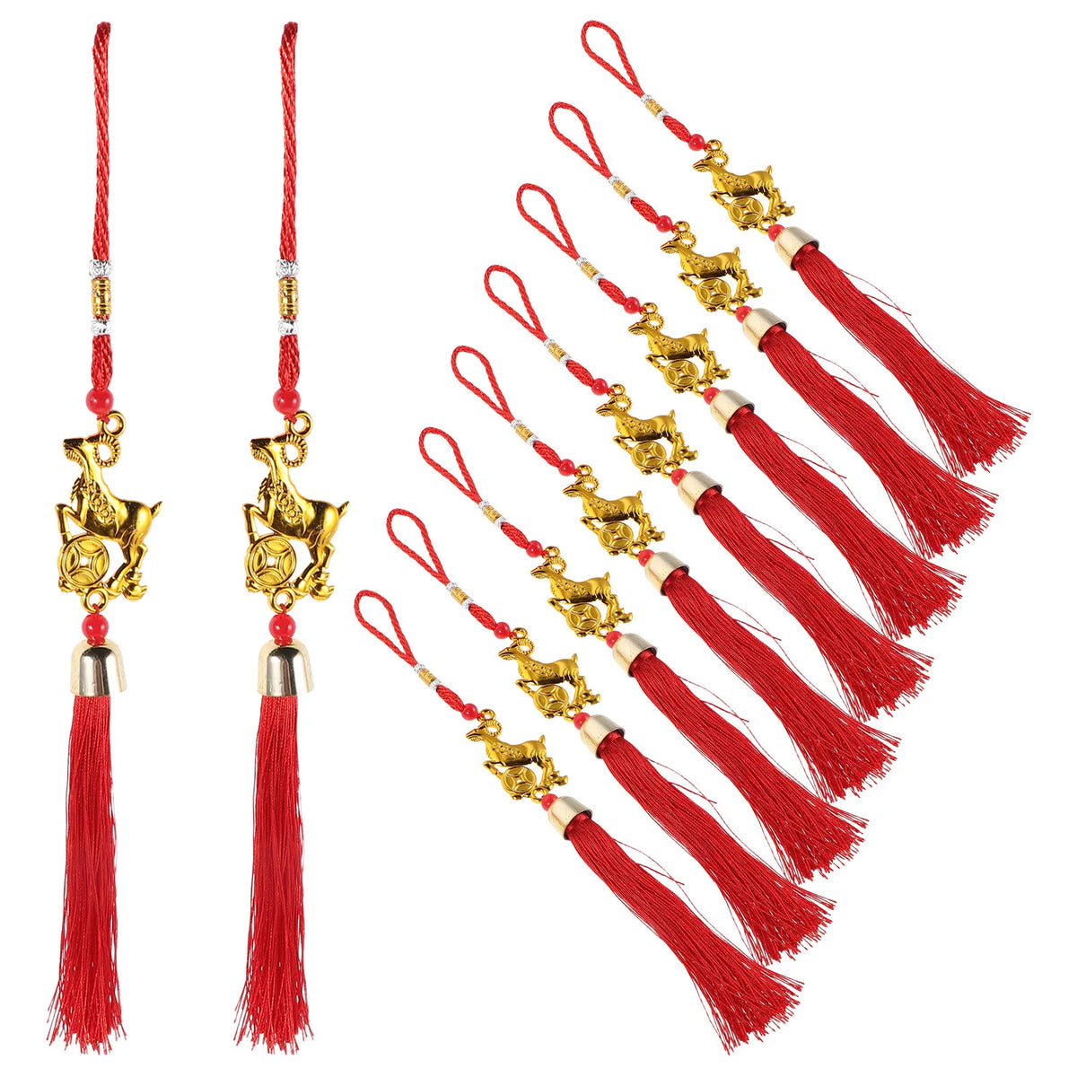 10-Pack Chinese Zodiac Goat Tassel Ornaments – Lunar New Year Holiday Hanging Ornaments SWANS