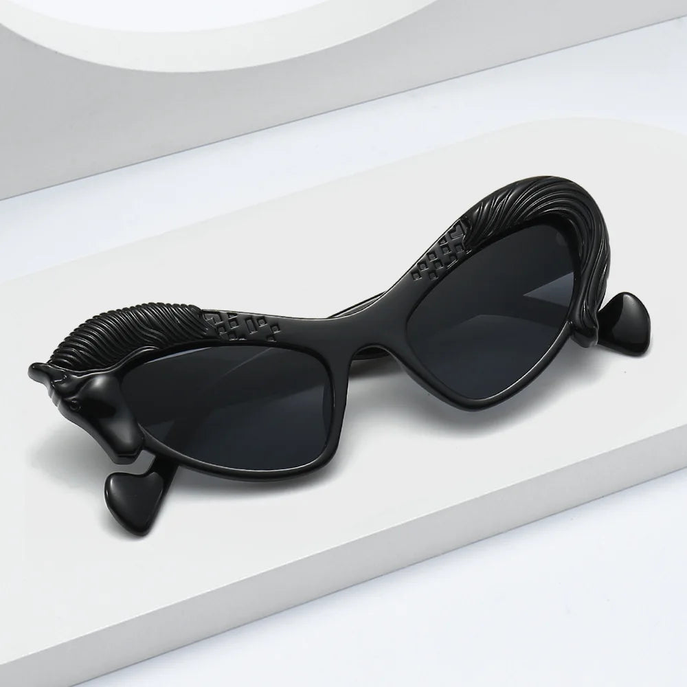 TOYEARN Cat Eye Sunglasses Vintage Punk UV400 Shades Unisex Fashion Sunglasses SWANS
