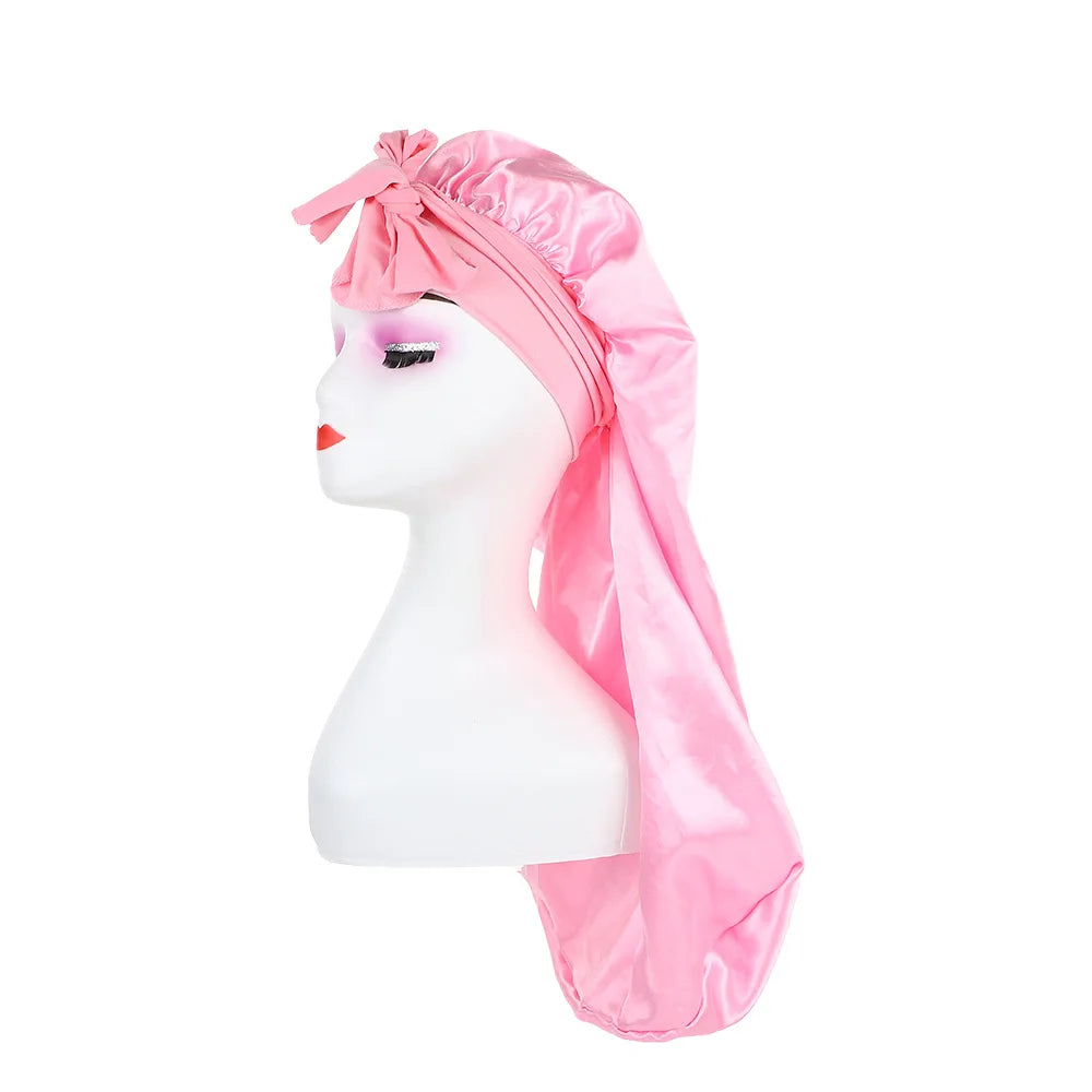 Extra Long Satin Bonnet – Anti-Frizz Sleep Cap for All Hair Types Satin Sleep Bonnet SWANS 1pcs Deep Pink