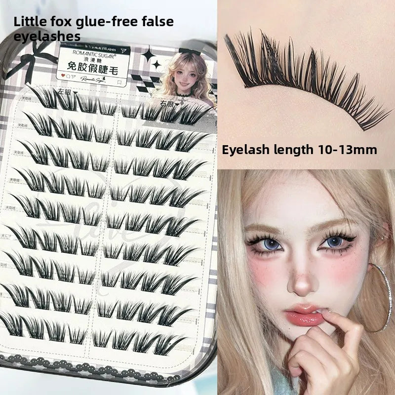 No-Glue 3D Manga Cat Eye False Lashes – Reusable & Curly