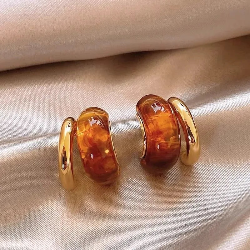 Tiger Eye Stone Stud Earrings – Zinc Alloy Light Luxury Stud Earrings SWANS 13