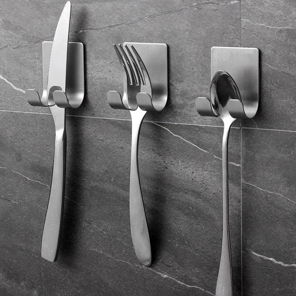 SWANS Stainless Steel No-Drill Adhesive Hooks 1/3/6 Pack Adhesive Wall Hooks SWANS
