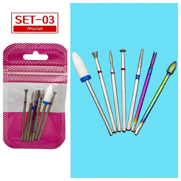 Tungsten Steel Nail Drill Bit Set – Cuticle Milling Cutter 6/7pc