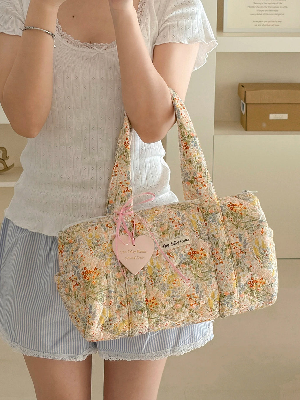 Vintage Floral Cotton Makeup Bag – Large Zipper Cosmetic Organizer Cosmetic Travel Bag SWANS