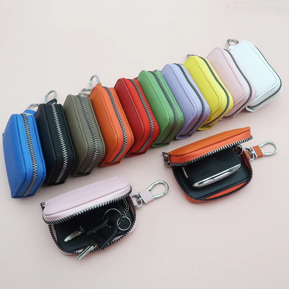 Unisex PU Leather Key Wallet Organizer – Zipper Key Case Key Wallet Organizer SWANS