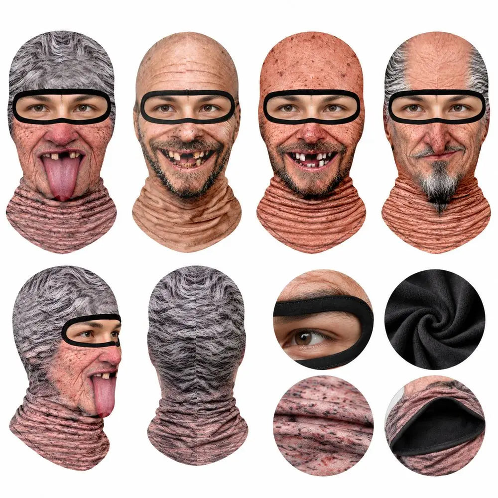 Funny 3D Old Man Print Balaclava – Windproof Winter Ski Mask Winter Balaclava Mask SWANS