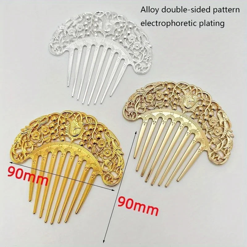 Chinese Retro Hollow Carved Gold Hair Comb – Hanfu Hairpin Decorative Hair Comb SWANS