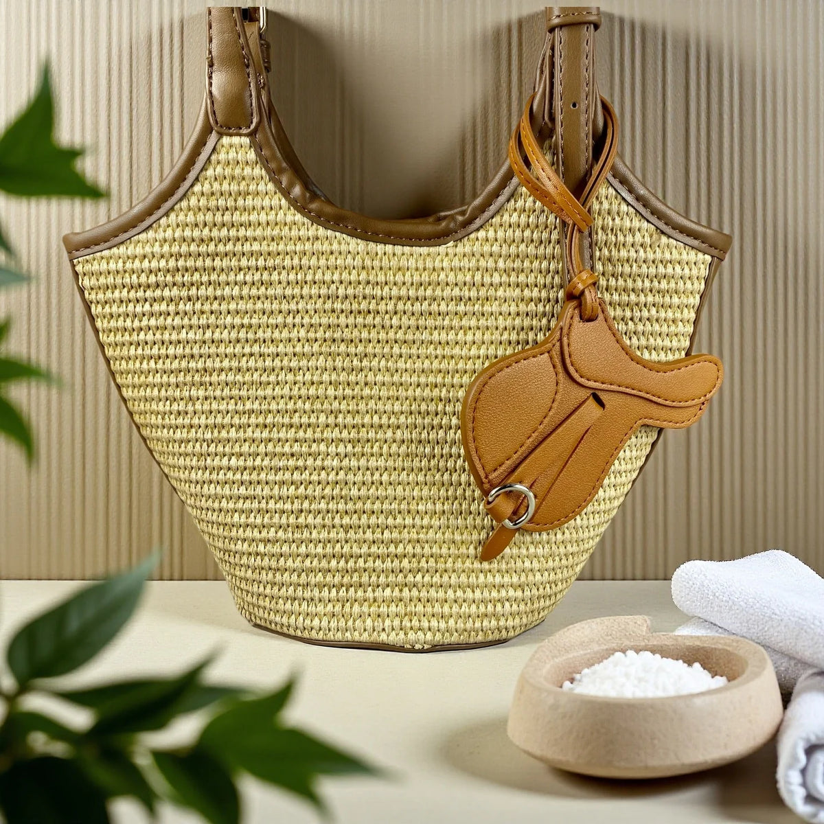 Equestrian Saddle Bag Charm – Premium PU Leather | Palm-Size Bag Charm SWANS