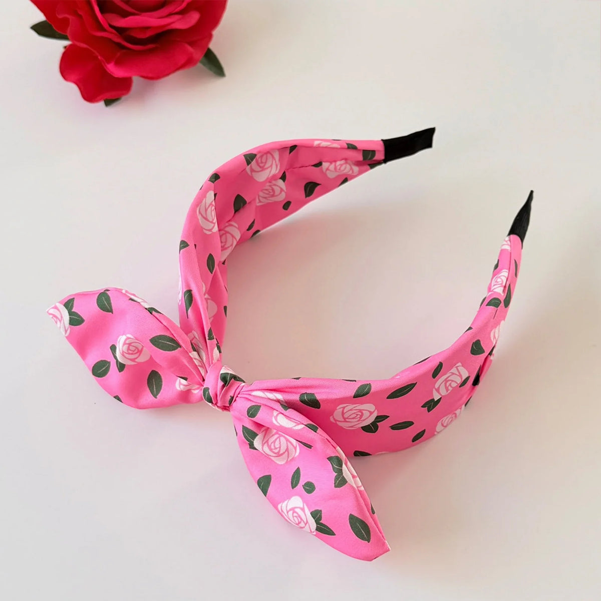 Women's Fuchsia Pink Bow Headband – Leopard, Rose & Polka Dots Bow Hair Headband SWANS A