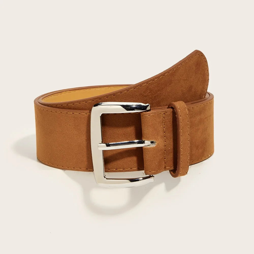 Women's Wide PU Leather Belt – Pin Buckle Dress Waistband Women's Fashion Belt SWANS Camel