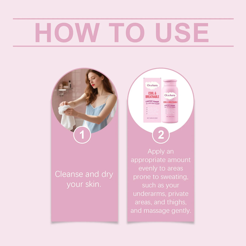 OceAura Dry Comfort Body Powder – Moisture-Wicking Talc 100g Body Powder SWANS