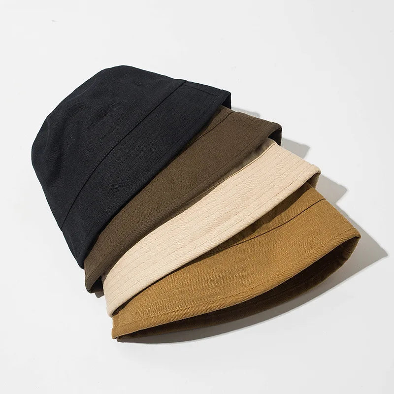 Solid Color Cotton Bucket Hat – Unisex Foldable Fisherman Cap Bucket Hat SWANS
