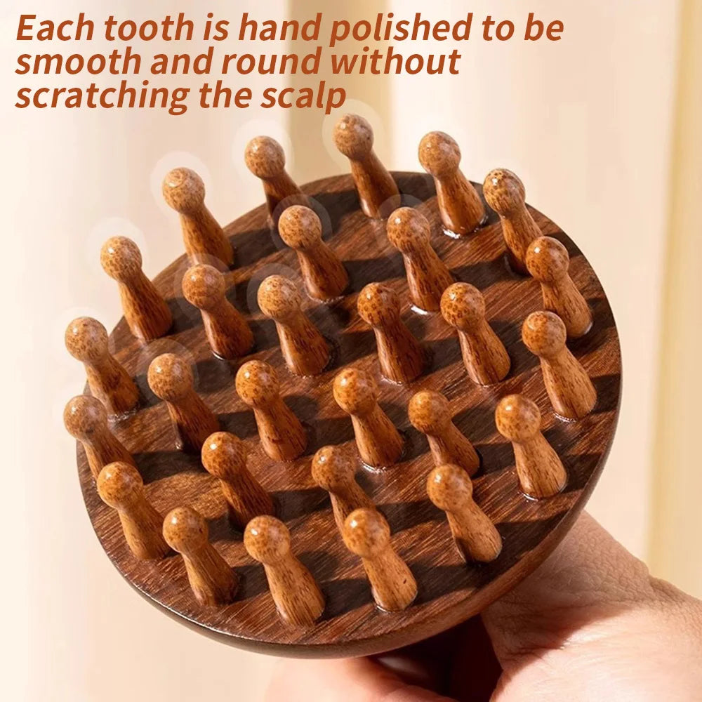 SWANS Wooden Disc Scalp Massager & Meridian Comb Scalp Massage Comb SWANS