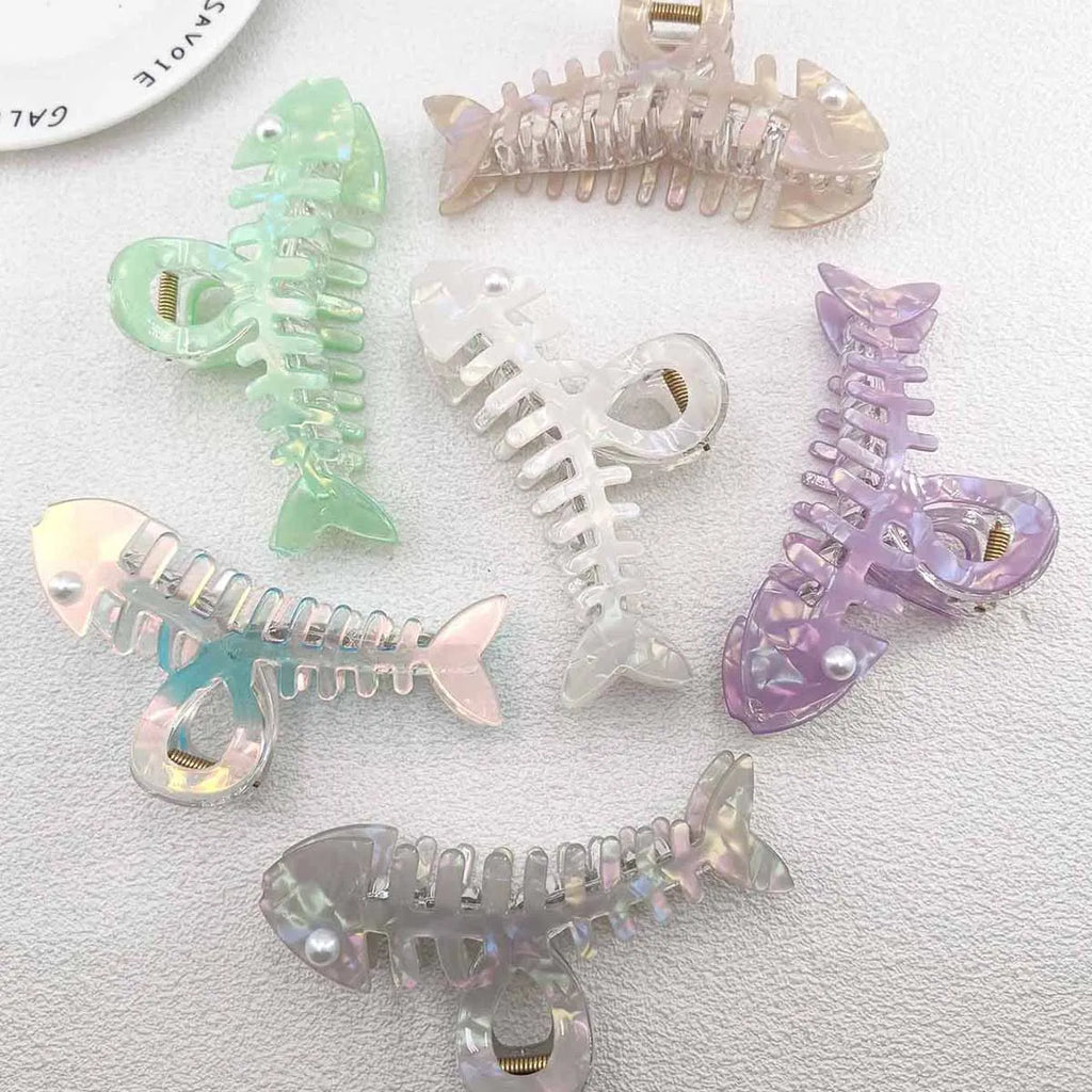 Y2K Fishbone Shark Hair Claw Clips – Colorful PVC Accessories Hair Claw Clips SWANS