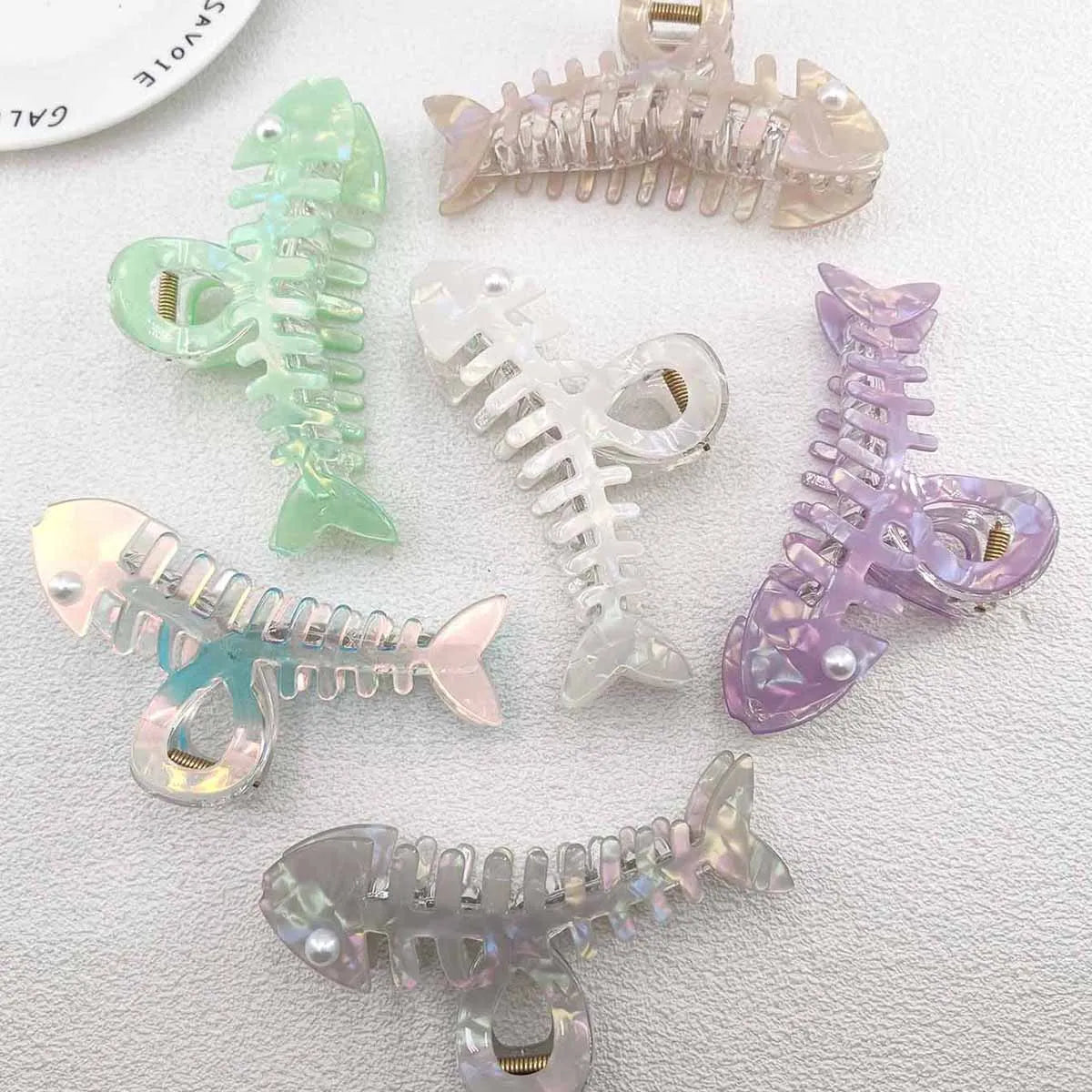 Y2K Fishbone Shark Hair Claw Clips – Colorful PVC Accessories Hair Claw Clips SWANS