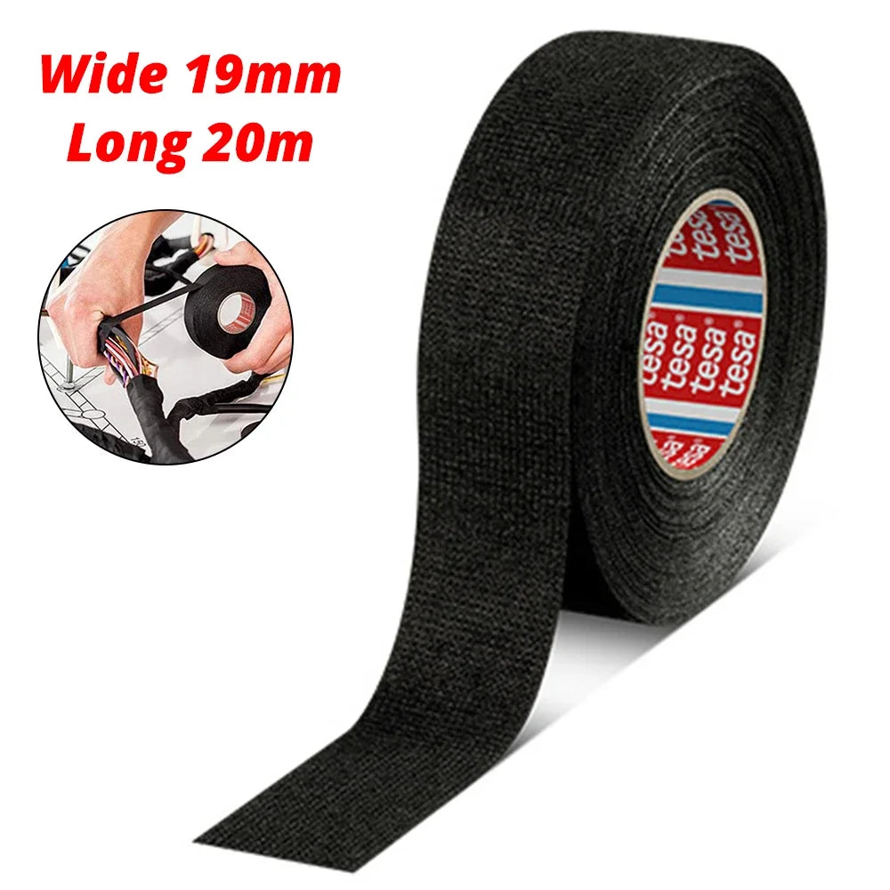 HVIERO Flame Retardant Harness Tape – 15M/20M Car Wiring Automotive Harness Tape SWANS Wide-19mm Long-20M