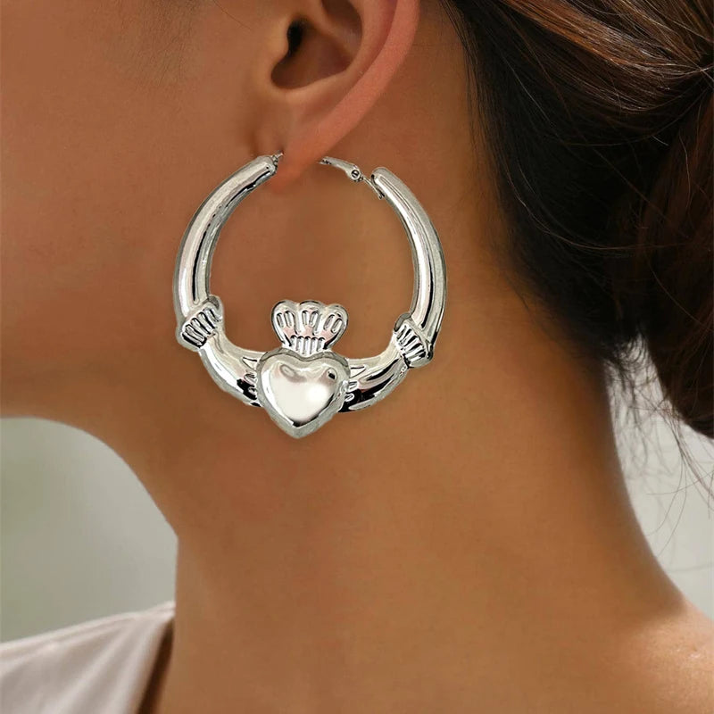 Heart Hoop Earrings for Women – Trendy Zinc Alloy Fashion Jewelry Hoop Earrings SWANS