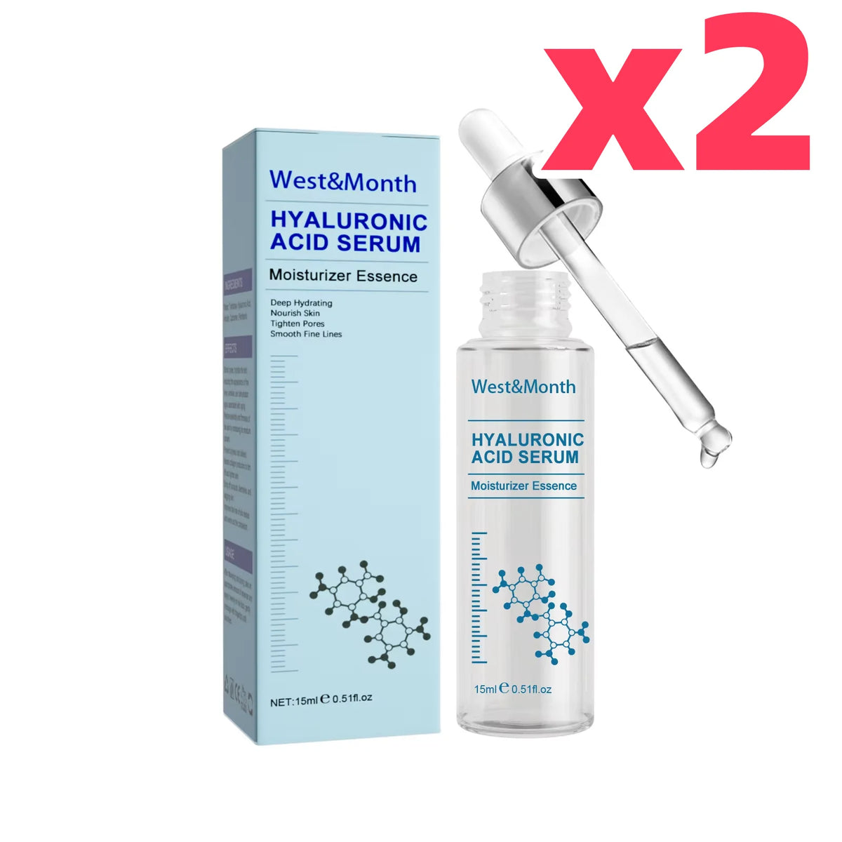 WEST MONTH Hyaluronic Acid Face Serum – Firming & Hydrating Face Serum SWANS 30ml Boxed