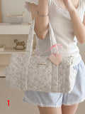 Vintage Floral Cotton Makeup Bag – Large Zipper Cosmetic Organizer Cosmetic Travel Bag SWANS 1