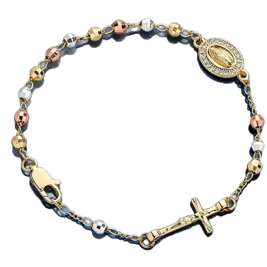 Virgin Mary Zircon Charm Bracelet – Mixed Tone Light Luxury Charm Bracelet SWANS