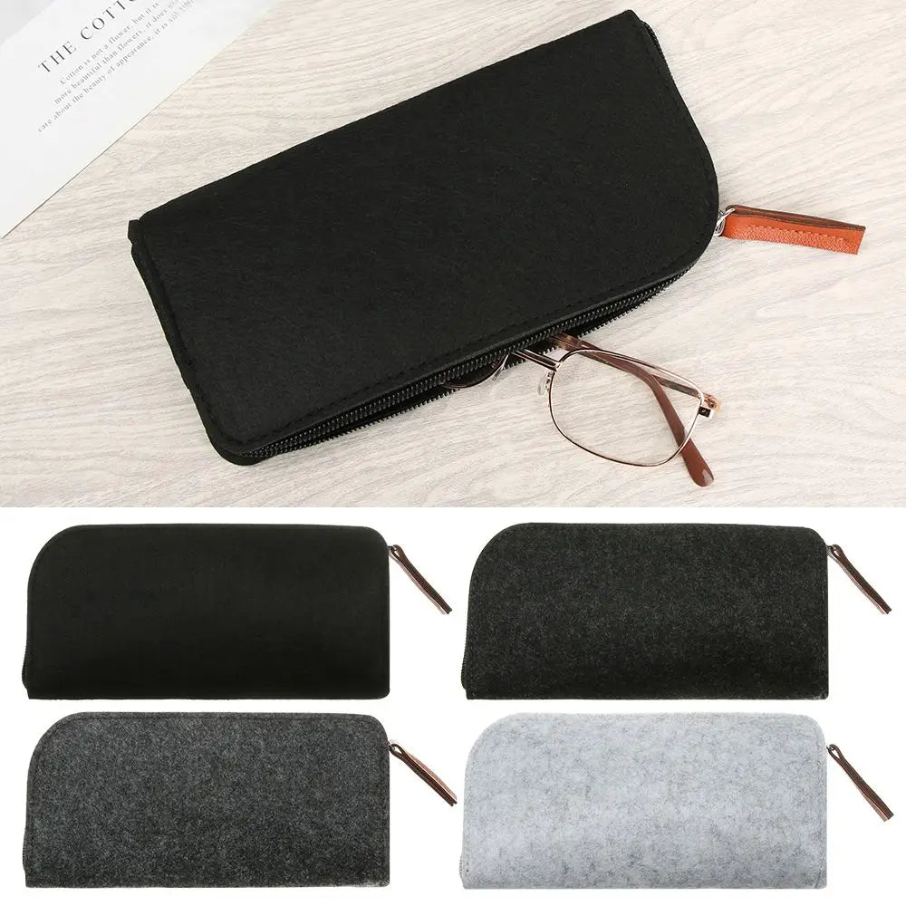 Wool Felt Zipper Glasses Case – Unisex Eyewear Pouch Glasses Case SWANS
