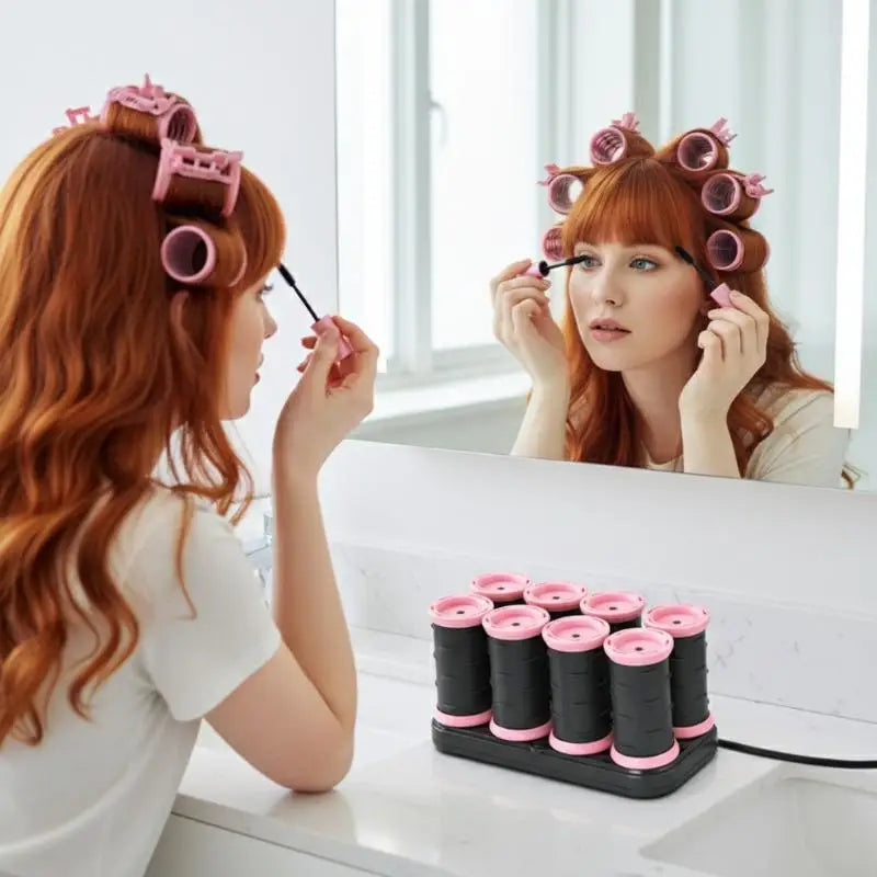 8-Piece Electric Heated Hair Roller Kit with Storage Bag Heated Hair Rollers SWANS