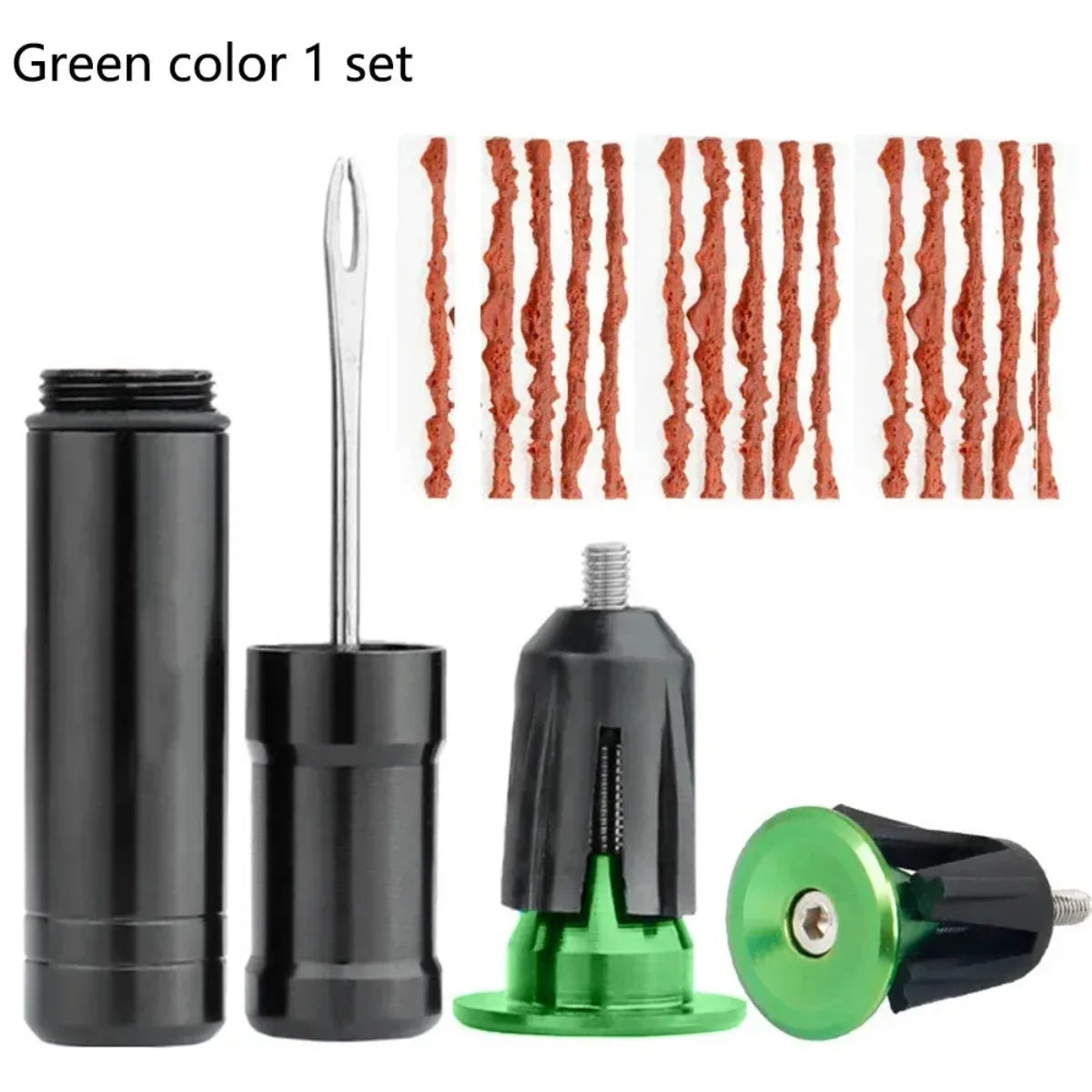 Tubeless Bike Tire Repair Kit – Rubber Strips & Insertion Tool Tire Repair Kit SWANS set-Green
