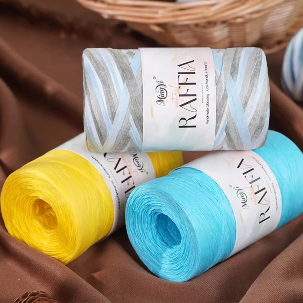 Multi-Colored Raffia Yarn 100g – Bamboo Fiber Knit & Crochet Raffia Craft Yarn SWANS