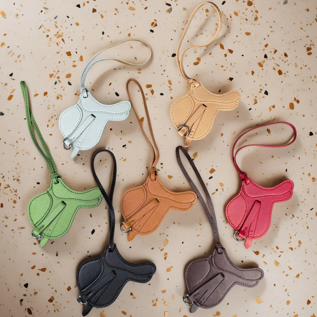 Equestrian Saddle Bag Charm – Premium PU Leather | Palm-Size Bag Charm SWANS