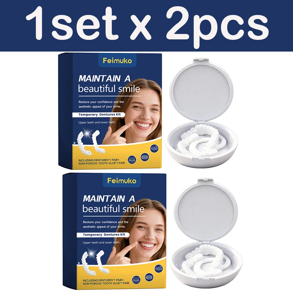 FEIMUKO Snap-On Dentures – Moldable Clip-On Dental Cover Snap-On Dentures SWANS 2pcs