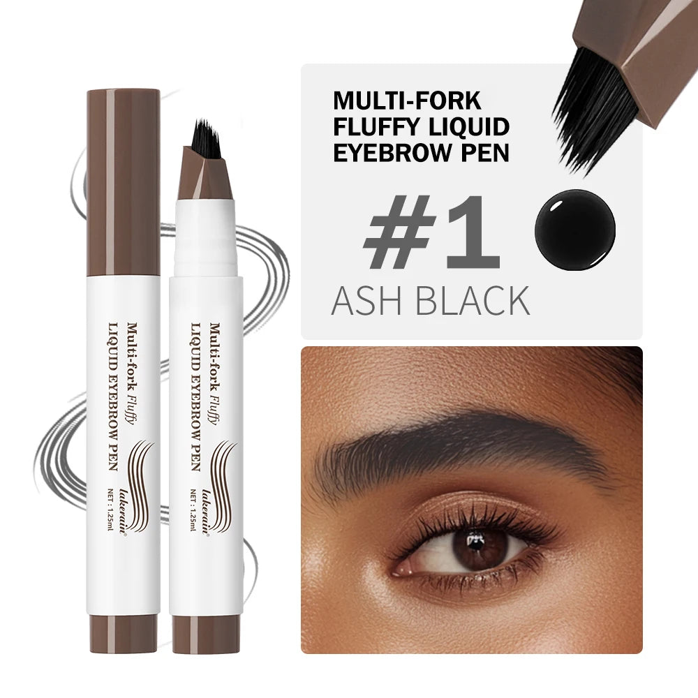 4D Microblading Eyebrow Pen – Waterproof Fork Tip Brow Pencil Eyebrow Pen SWANS 1Ash Black