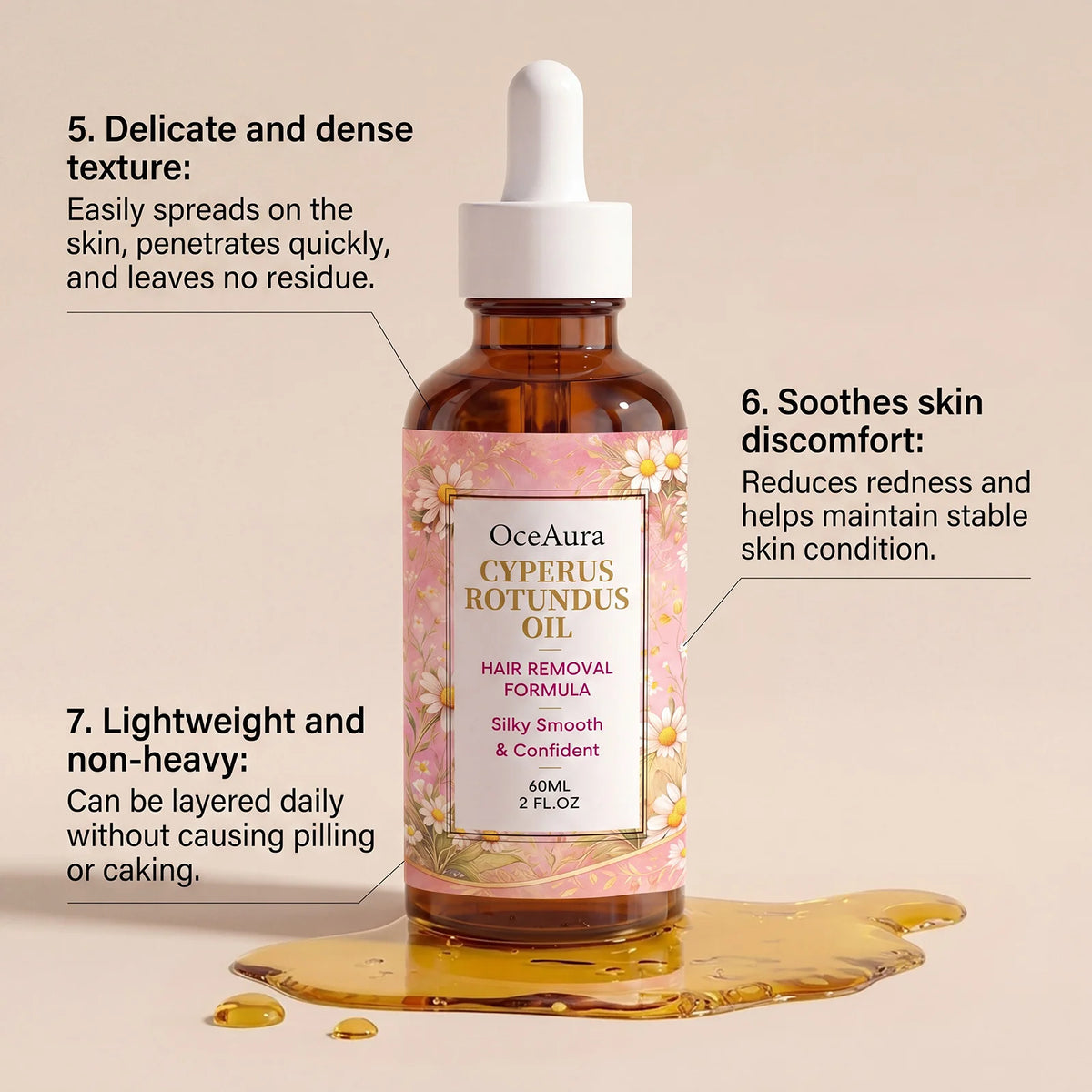 OceAura Cyperus Rotundus Hair Inhibitor Body Oil – 60ml Hair Inhibitor Oil SWANS