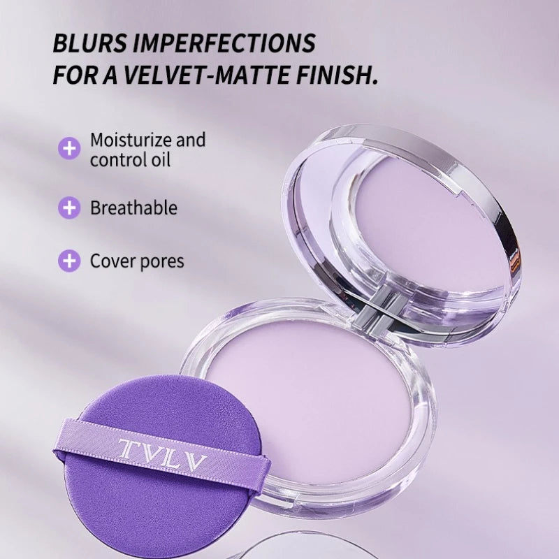 TVLV Lavender Matte Pressed Powder – Oil Control Full Coverage Pressed Setting Powder SWANS