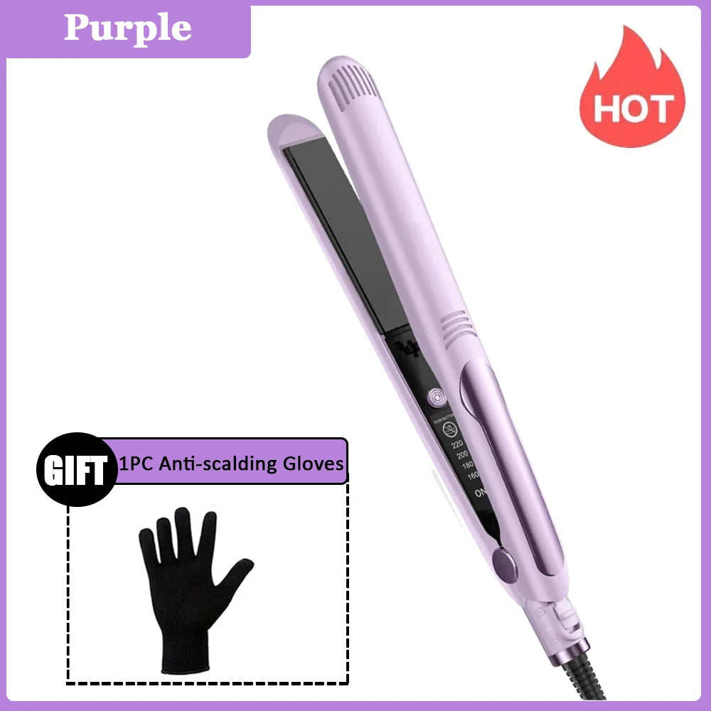 YIBER 2-in-1 Hair Straightener & 26mm Curler | Digital Display Hair Straightener Curler SWANS Purple AU