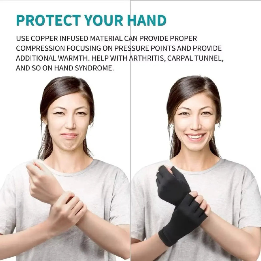 SWANS Copper Infused Compression Fingerless Gloves – Unisex Compression Fingerless Gloves SWANS