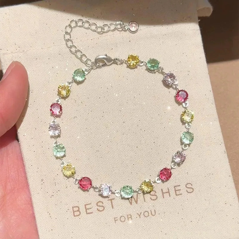 Sparkling Crystal Zircon Chain Bracelet for Women | Party Gift Crystal Chain Bracelet SWANS Colorful 2