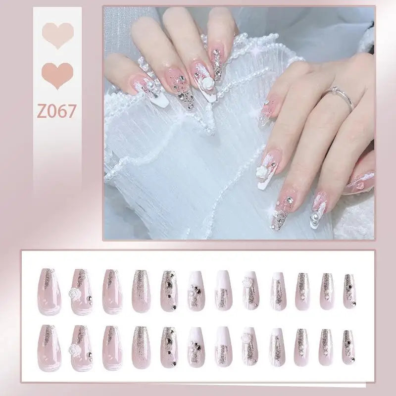 Press-On French Tip Acrylic Nails – 24pc Short Fake Nail Set