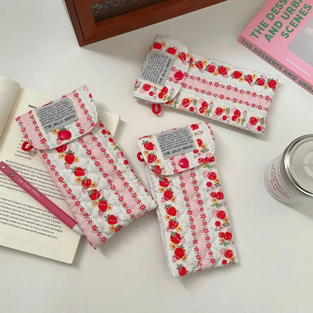 Strawberry Glasses Case – Fabric Sunglasses Pouch with Button Eyeglasses Case SWANS